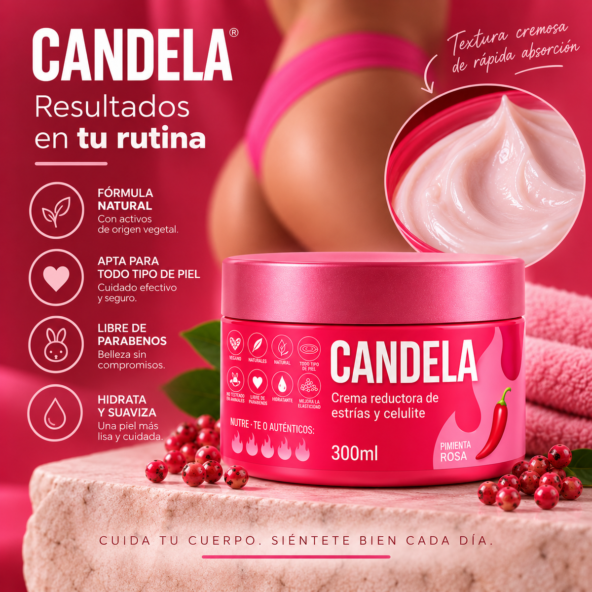 CANDELA®Crema Reductora de Estrías y Celulitis🍑