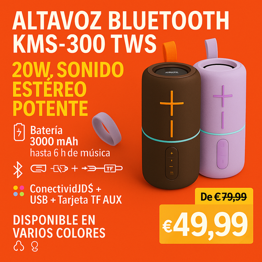 🔊🎶 Poder que enamora ❤️ Altavoz Bluetooth KMS-300 TWS 🚀🔥