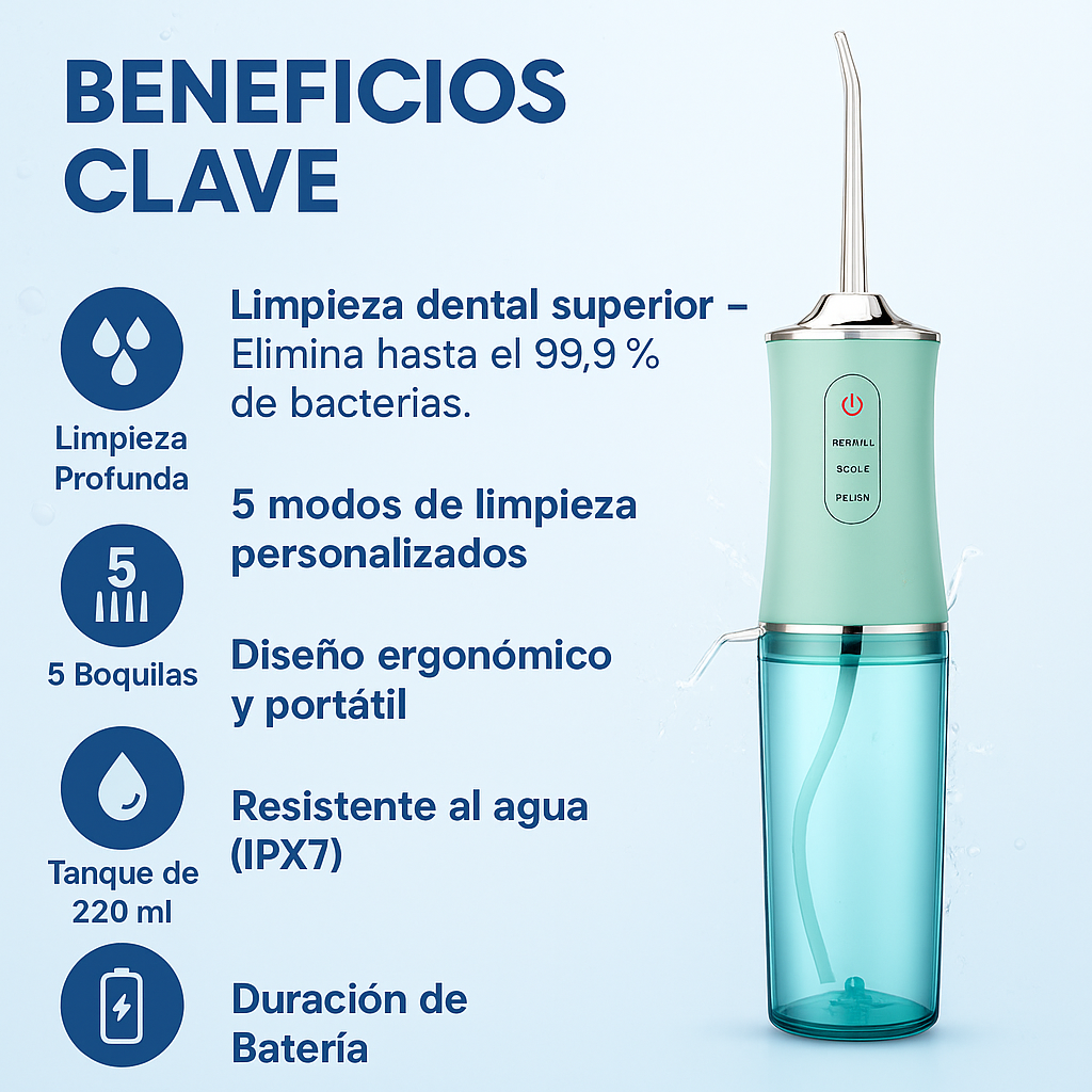 💧 ¡Irrigador Bucal Profesional – Limpieza Dental de Alto Nivel!