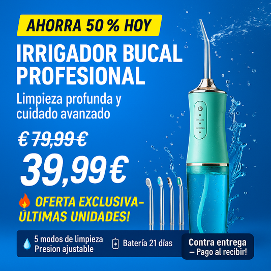 💧 ¡Irrigador Bucal Profesional – Limpieza Dental de Alto Nivel!