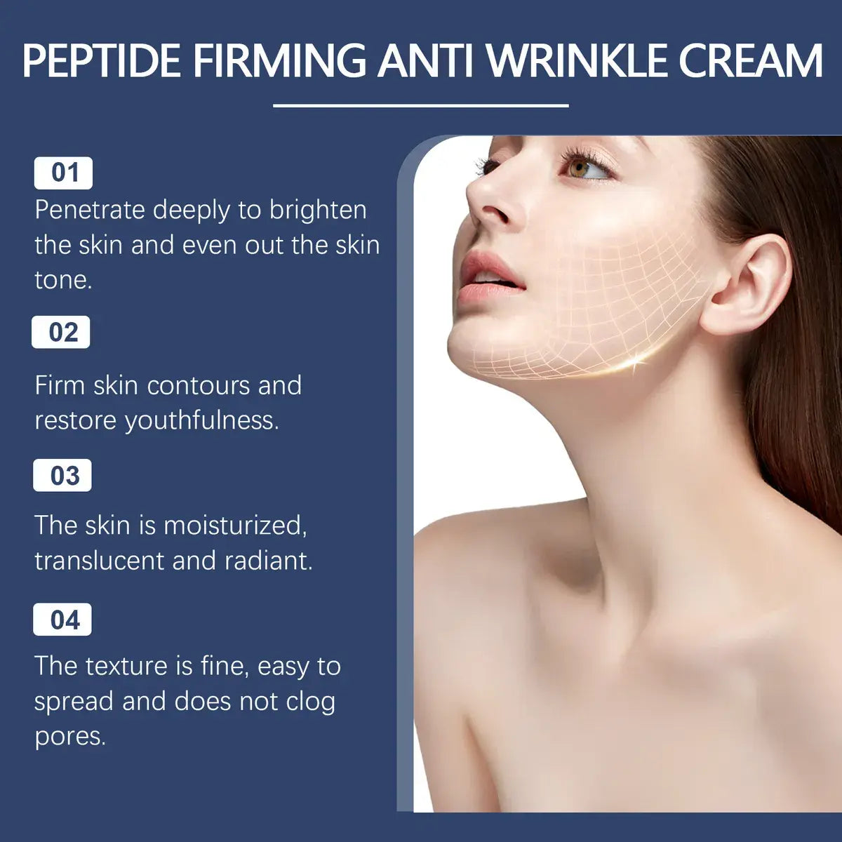 Crema reafirmante antiarrugas con péptidos Hoygi – 50 g ✨💆♀️