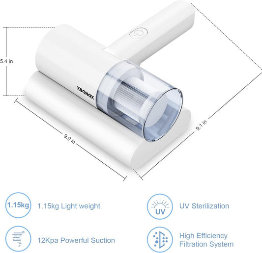 Aspiradora antiácaros 2 en 1: 300 W de potencia, 2400 mAh y succión de 10 000 Pa