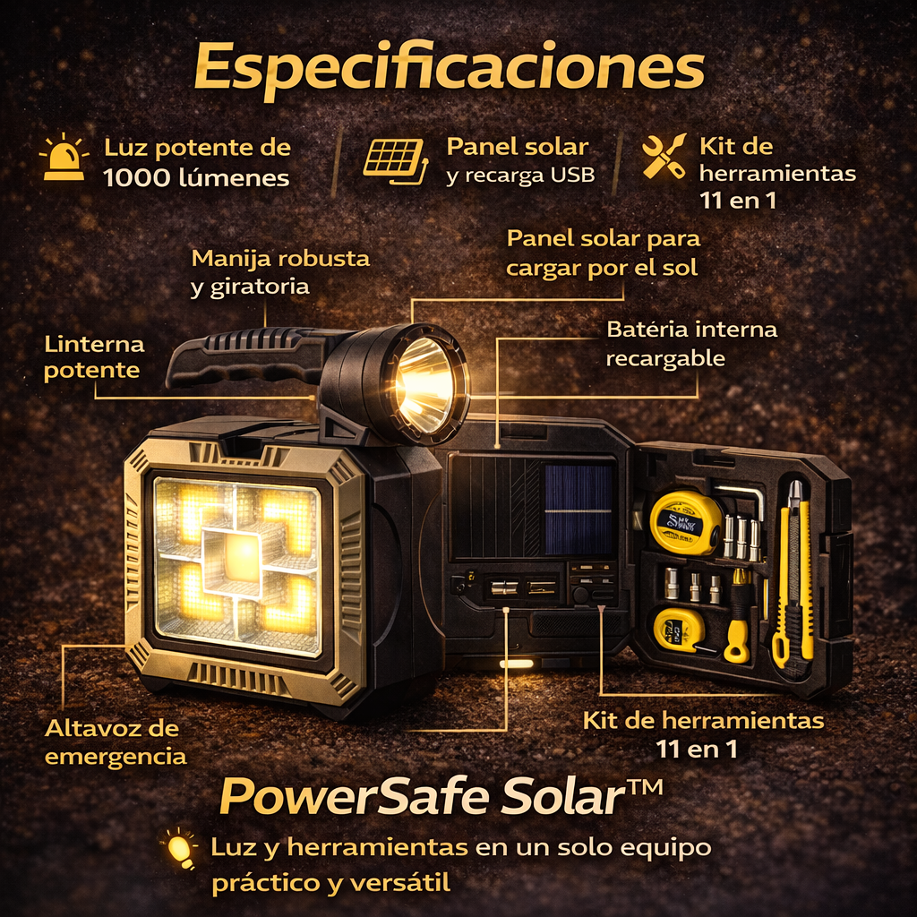 PowerSafe Solar™🔦 Luz, herramientas y seguridad cuando más lo necesitas⏳ Últimas unidades en promoción