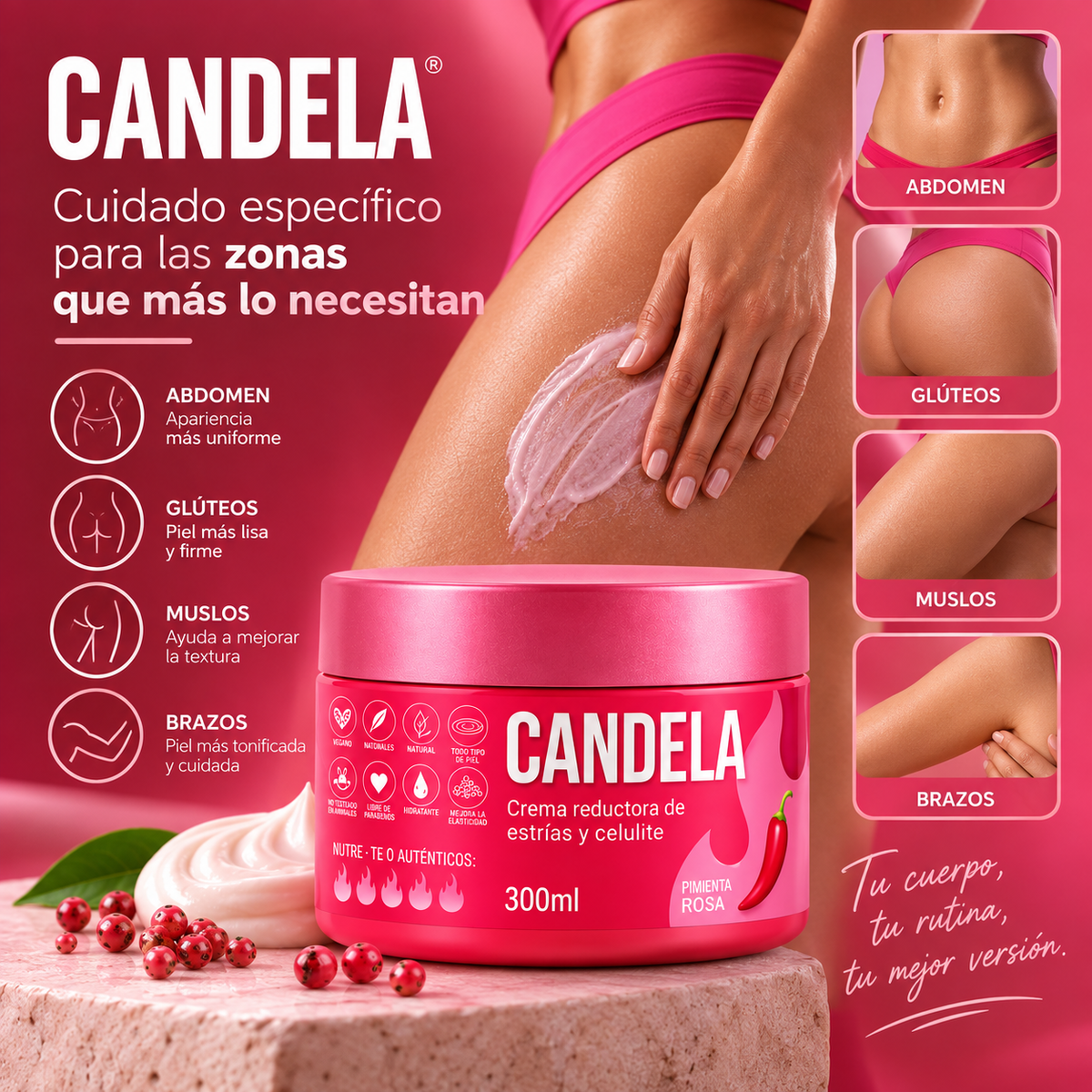 CANDELA®Crema Reductora de Estrías y Celulitis🍑