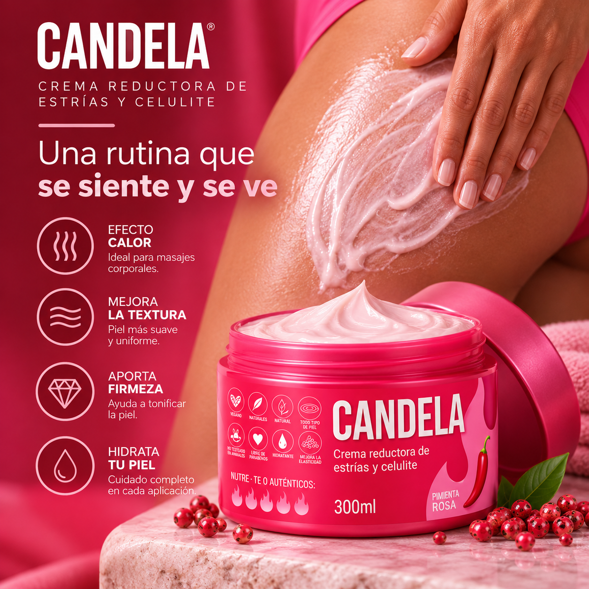 CANDELA®Crema Reductora de Estrías y Celulitis🍑