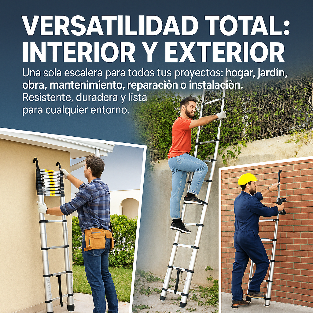 🪜 Escalera Telescópica Pro – Altura, Seguridad y Comodidad