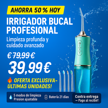 💧 ¡Irrigador Bucal Profesional – Limpieza Dental de Alto Nivel!