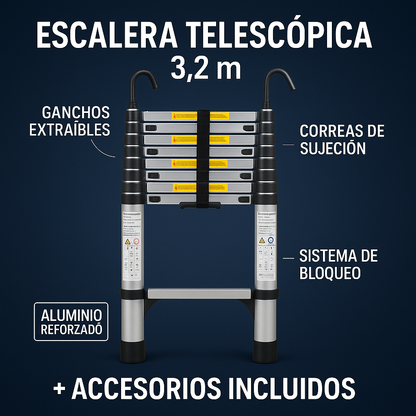 🪜 Escalera Telescópica Pro – Altura, Seguridad y Comodidad