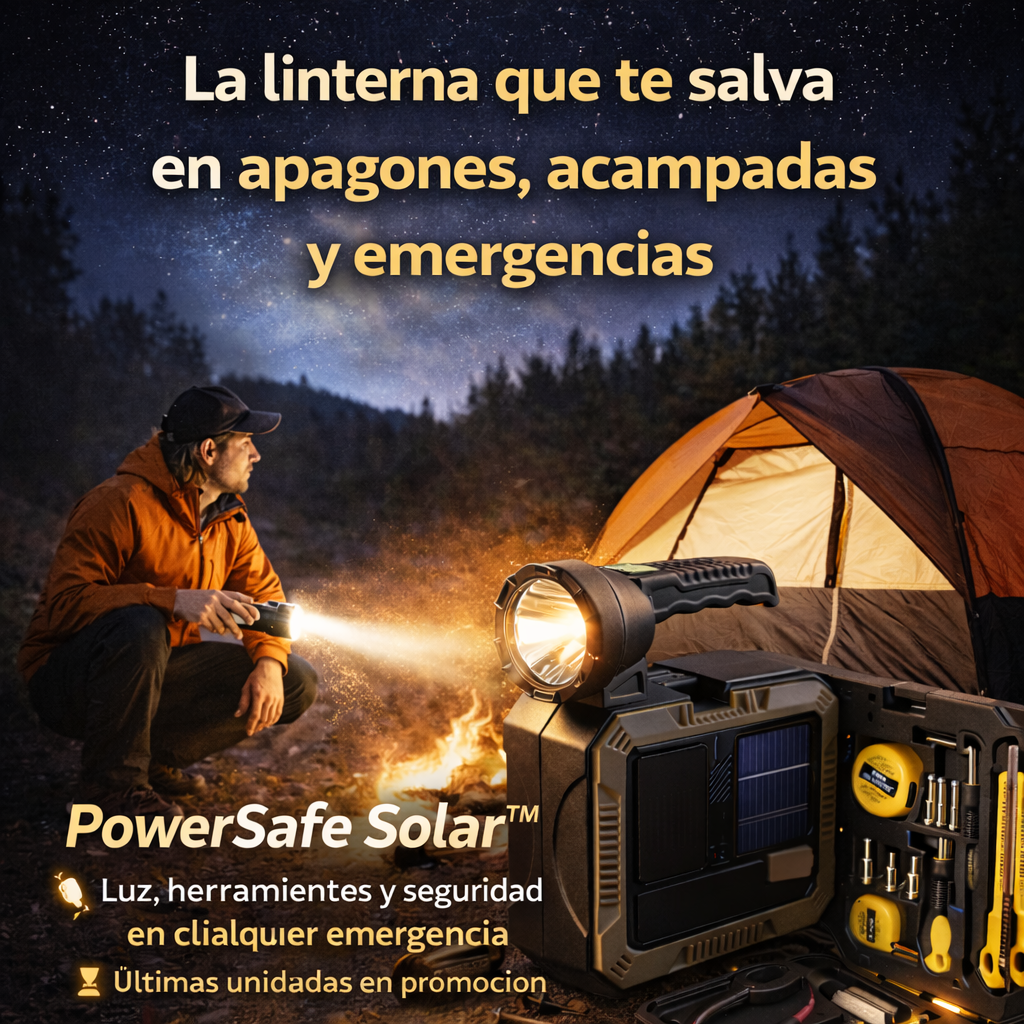 PowerSafe Solar™🔦 Luz, herramientas y seguridad cuando más lo necesitas⏳ Últimas unidades en promoción