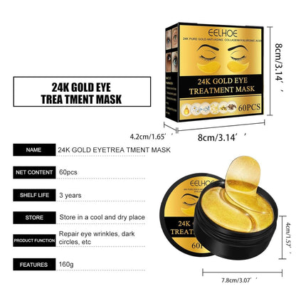 Parches EELHOE de oro de 24 quilates para ojos – 60 piezas ✨👁️