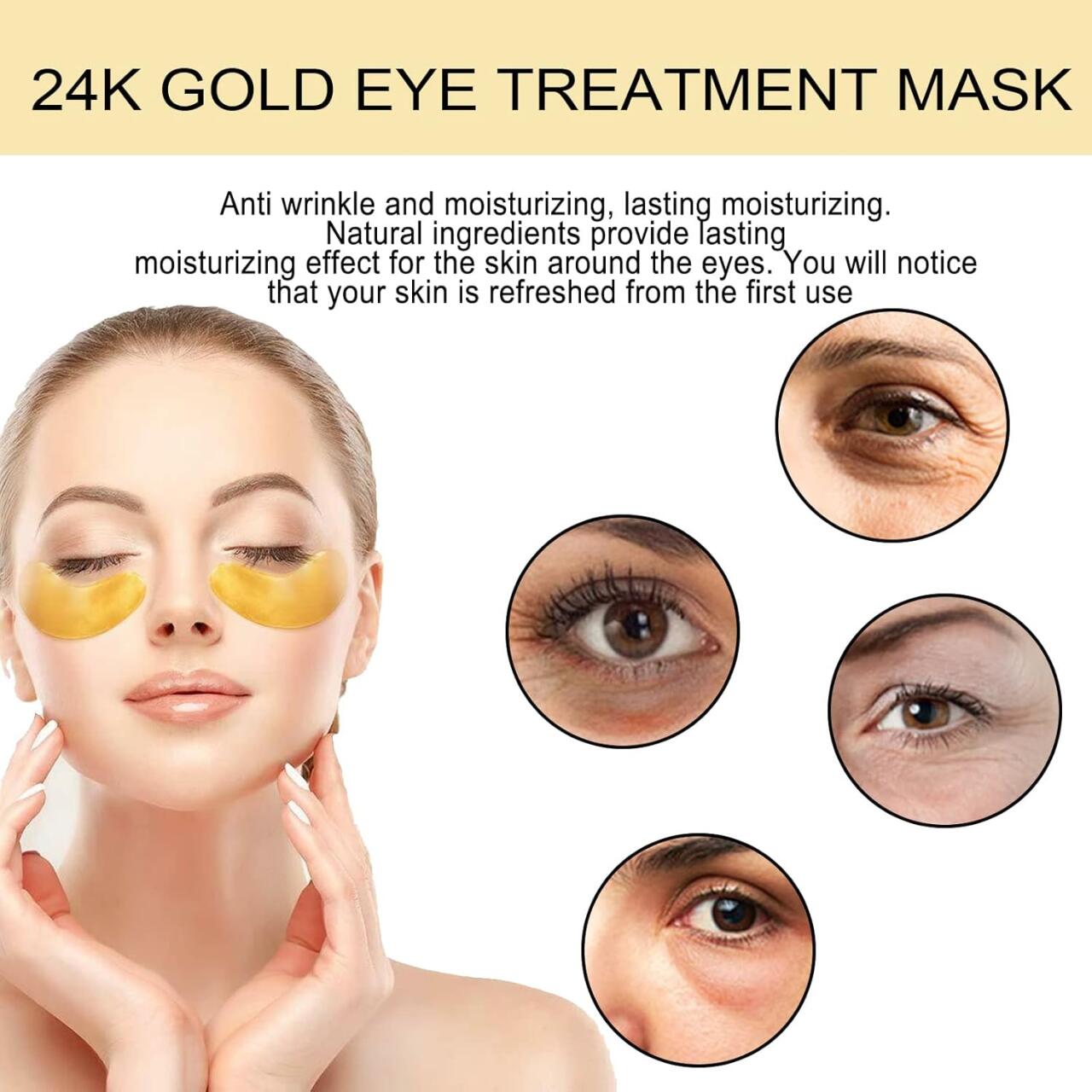Parches EELHOE de oro de 24 quilates para ojos – 60 piezas ✨👁️